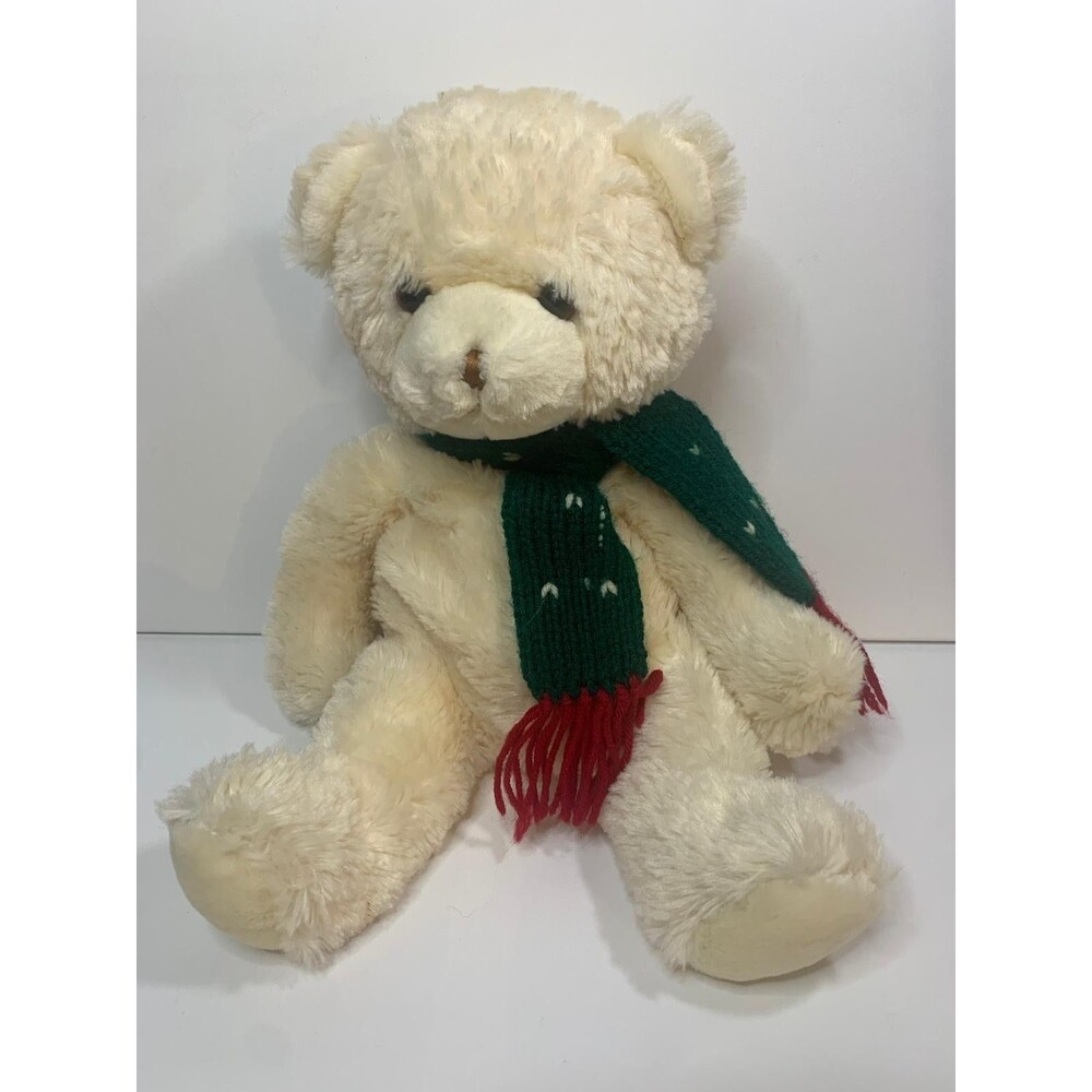 Vintage Princess Soft Toys Christmas Cream Teddy Bear Stuffed Animal Holiday...